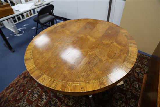 A Regency brass strung rosewood breakfast table, Diam.3ft 10in. H.2ft 6in.